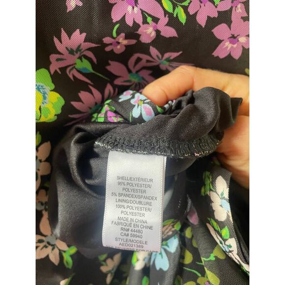 NEW Afrm floral midi bodycon mock neck black midi Katia dress medium - Picture 8 of 10